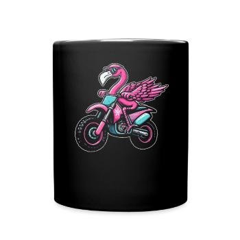 Flamingo Dirtbike Flamingo Motocross Flamingo - Tasse einfarbig - Schwarz - Vorne