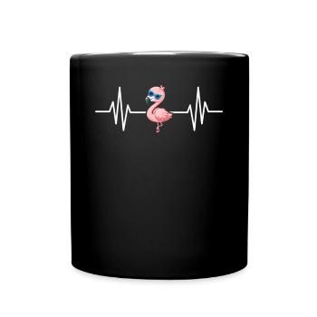 Pink Flamingo Lover Flamingo Heartbeat Cute Flamin - Tasse einfarbig - Schwarz - Vorne