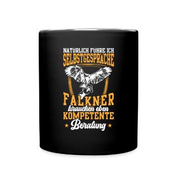 Falconer talks to himself, falconry, falconry - Full Colour Mug - black - Front