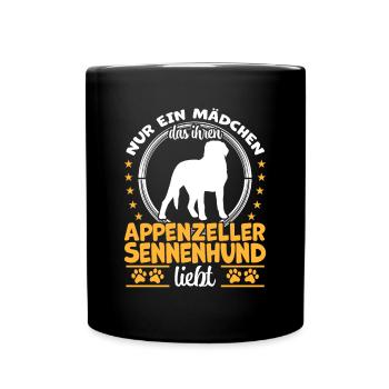 Fille aime Chien de montagne Chien de montagne Appenzeller - Mug uni - noir - Devant