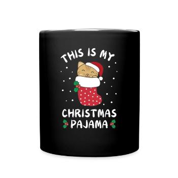 Das Ist Mein Weihnachtspyjama, Süßes Katze - Tasse einfarbig - Schwarz - Vorne