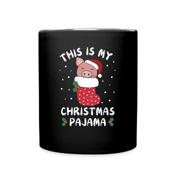 Das Ist Mein Weihnachtspyjama, Süßes Schwein - Tasse einfarbig - Schwarz - Vorne