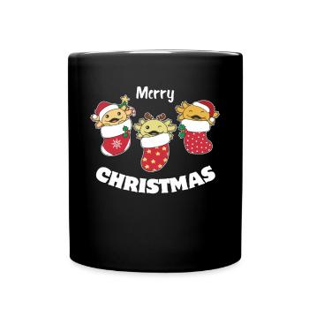 De jolis axolotls en chaussettes de Noël pour Noël - Mug uni - noir - Devant