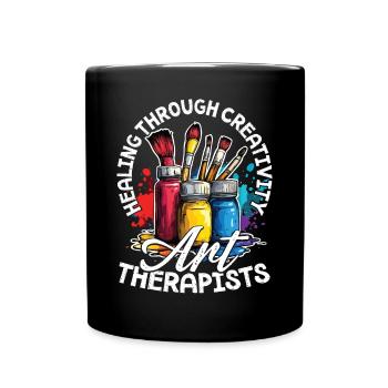 Healing Through Creativity, Art Therapist - Full Colour Mug - black - Front