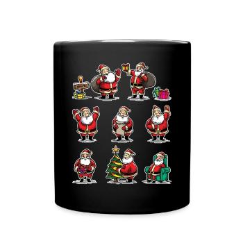 Lustiges Weihnachtsmotiv mit Weihnachtsmännern - Tasse einfarbig - Schwarz - Vorne