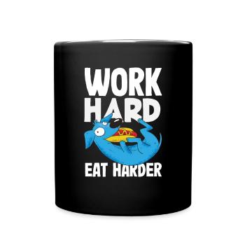 Work Harder Eat Harder Hot Dog Fun - Full Colour Mug - black - Front