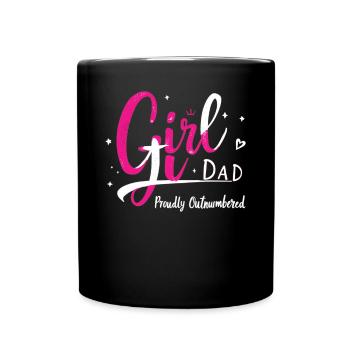 fille papa fièrement surpassé en nombre fille papa père papa - Mug uni - noir - Devant
