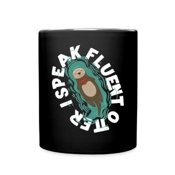 Otter I Speak Fluent Otter - Tasse einfarbig - Schwarz - Vorne