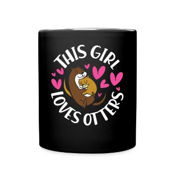 Otter Girl This Girl Loves Otters - Full Colour Mug - black - Front