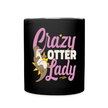 Otter Crazy Otter Lady - Tasse einfarbig - Schwarz - Vorne