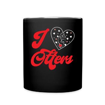 Otter Heart I Love Otters - Tasse einfarbig - Schwarz - Vorne