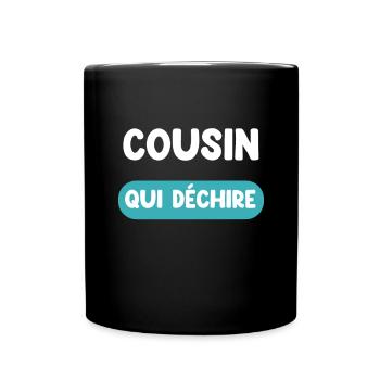 cousin qui déchire cadeau cousin cadeau cousin - Mug uni - noir - Devant