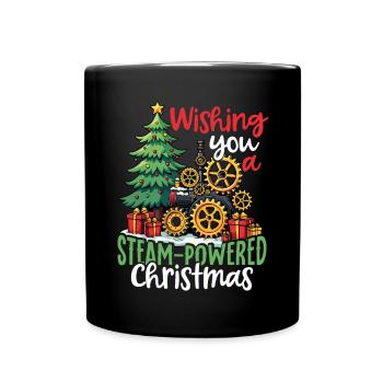 Wishing you a Steam-Powered Weihnachten - Tasse einfarbig - Schwarz - Vorne