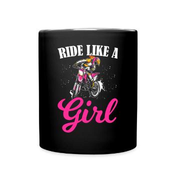 Dirt Bike Fille Motard Moto Femmes Monter Comme Un G - Mug uni - noir - Devant