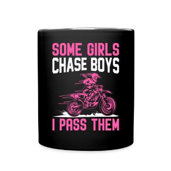 Dirt Bike Girl Biker Motorrad Girls Chase Boys I P - Tasse einfarbig - Schwarz - Vorne
