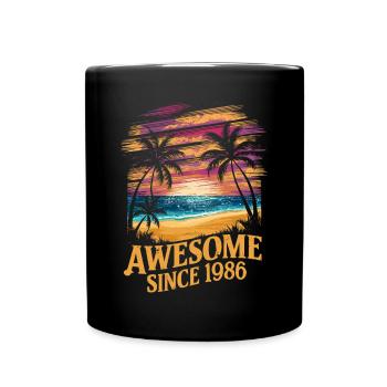 Awesome Since 1986 Strand Sonnenuntergang - Tasse einfarbig - Schwarz - Vorne