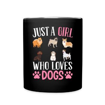 Juste une fille qui aime les chiens Fille chien - Mug uni - noir - Devant