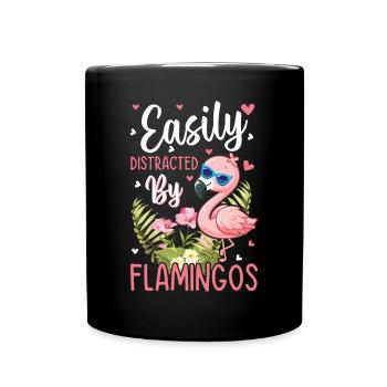 Facilement distrait par les flamants roses - Pink Flamingo Lov - Mug uni - noir - Devant