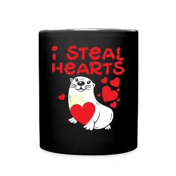 Loutre Saint-Valentin je vole - Mug uni - noir - Devant