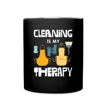 Cleansing Is My Therapy Apron Fun - Full Colour Mug - black - Front