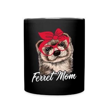Ferret Mom Haustierbesitzerin - Tasse einfarbig - Schwarz - Vorne