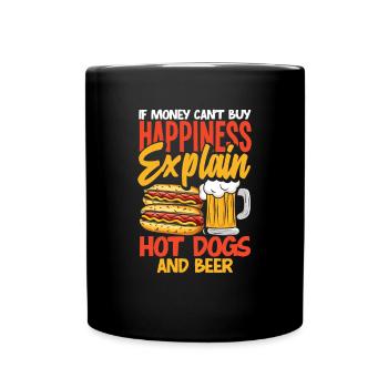 Déclarer le bonheur des hot-dogs et de la bière - Mug uni - noir - Devant