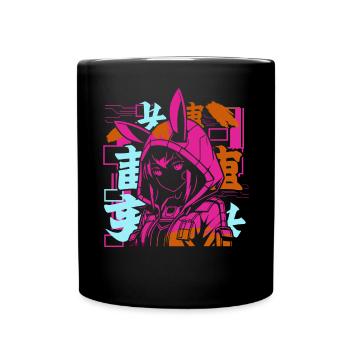 Anime Fille Japonais Coloré Cyberpunk - Mug uni - noir - Devant