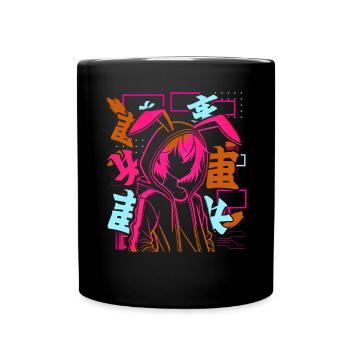 Anime Fille Japonais Coloré Cyberpunk - Mug uni - noir - Devant