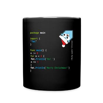 Ho! Ho! Ho! - Merry Christmas - Go / Golang Geek - Full Colour Mug - black - Front