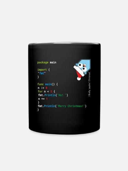 Ho! Ho! Ho! - Merry Christmas - Go / Golang Geek - Full Colour Mug - black