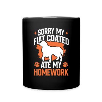 Un retriever à poil plat a mangé ses devoirs - Mug uni - noir - Devant
