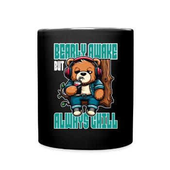 Bearly Awake - Funny Bear Design - Full Colour Mug - black - Front