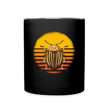 Retro-Streifen Käfermuster für Naturliebhaber - Tasse einfarbig - Schwarz - Vorne