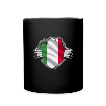 Italienische Flagge Im Herz Zerreißendes Motiv - Tasse einfarbig - Schwarz - Vorne
