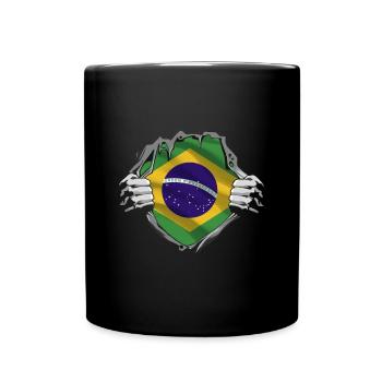 Brazilian Flag Strength Pride - Full Colour Mug - black - Front