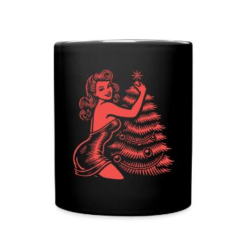 Christmas in retro vintage style - Full Colour Mug - black - Front