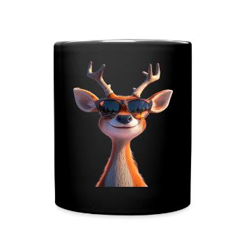 Cerf, Bois, Chasse, Cerf, Renne, Cerf élaphe, Chasseur - Mug uni - noir - Devant