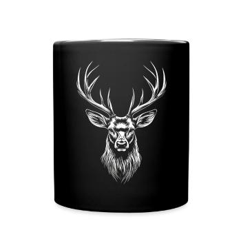 Cerf, Bois, Chasse, Cerf, Renne, Cerf élaphe, Chasseur - Mug uni - noir - Devant