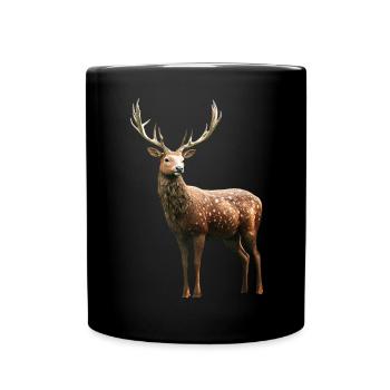 Cerf, Bois, Chasse, Cerf, Renne, Cerf élaphe, Chasseur - Mug uni - noir - Devant