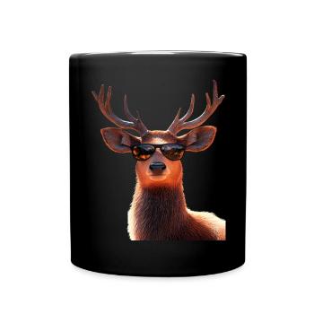 Hirsch Geweih Jagd Reh Rentier Rothirsch Jäger - Tasse einfarbig - Schwarz - Vorne