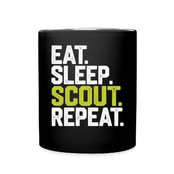 Scout Leader Scouting Campfire Camping Tent - Full Colour Mug - black - Front