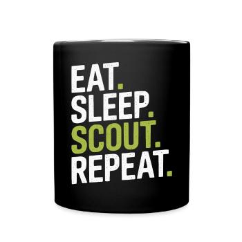 Scout Leader Scouting Campfire Camping Tent - Full Colour Mug - black - Front