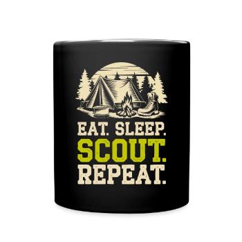 Scout Leader Scouting Campfire Camping Tent - Full Colour Mug - black - Front