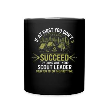Scout Leader Scouting Campfire Camping Tent - Full Colour Mug - black - Front