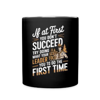 Scout Leader Scouting Campfire Camping Tent - Full Colour Mug - black - Front