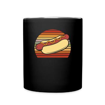 Vintage Hot Dog Retro Stripe Design - Mug uni - noir - Devant