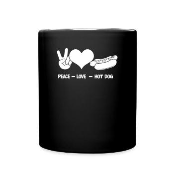 Peace Love Hot Dogs Fun Snack - Full Colour Mug - black - Front