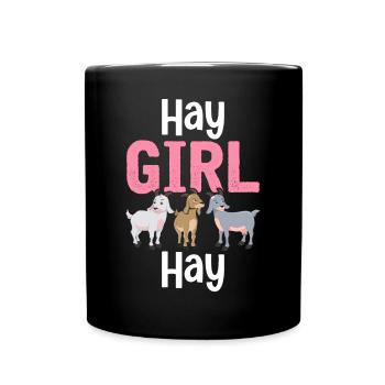 Hay Girl Hay Goat Girl Love Goat Farmer - Full Colour Mug - black - Front