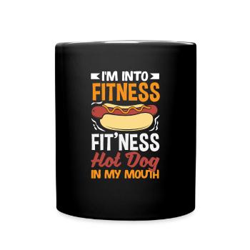Fitness Hot Dog In My Mouth Design - Full Colour Mug - black - Front