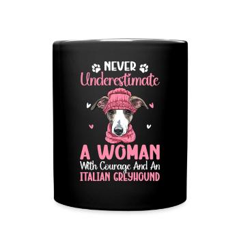 Mrs. Courage Italian Greyhound Dog Lover - Full Colour Mug - black - Front